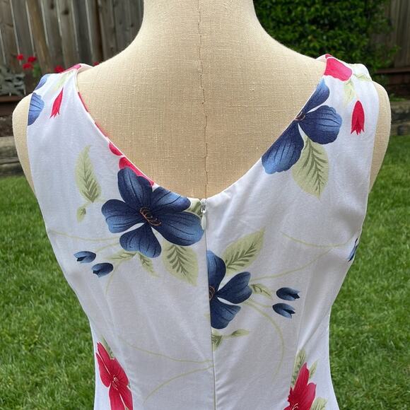 La Cabana Tropical Hawaiian Floral V-Neck Sleeveless Dress Women's Size Small - Picture 6 of 11
